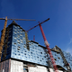 The construction site of the philharmonic building in Hamburg.